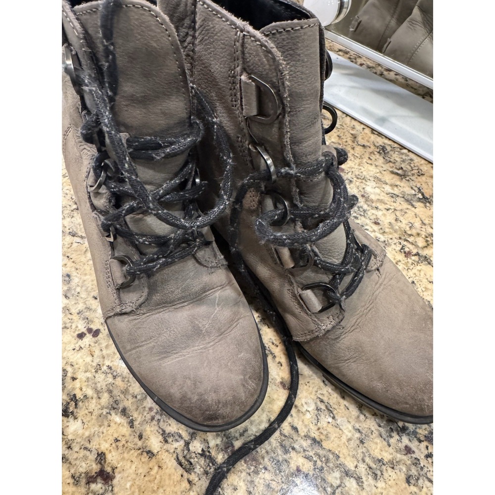 Sorel Women's Phoenix Short Lace Leather Quarry Waterproof Combat Boots Size 6.5